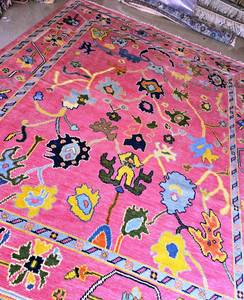 Haute qualité nouvelle-zélande laine turc Oushak tapis tapis rose conception personnalisée antidérapant salon tapis ensemble motif abstrait - Product Image 4