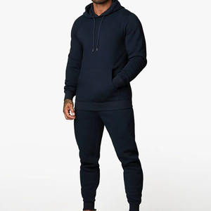 2025 Trend <b>Men's</b> Custom <b>Navy</b> Cotton <b>Fleece</b> Tracksuit Set Drawstring Hoodies & Jogger Pants Gym Wear Custom OEM Services - Product Image 1