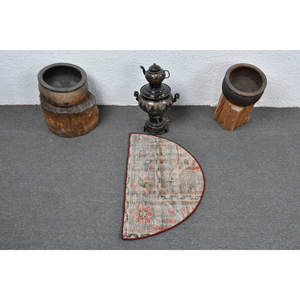 พรมขนสัตว์สีเบจสีแดงสไตล์วินเทจ1.5ft 2.5 x งานแฮนด์เมดสไตล์ตุรกีผืนใหญ่งานเย็บติดโถงทางเดินทรงสี่เหลี่ยมผืนผ้าน้ำยางขนเฟอร์ทรงสี่เหลี่ยมผืนผ้า - Product Image 3