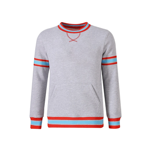 Delaware State Heather Grey Crewneck Winter Eco-Friendly |   Pull en molleton unisexe à manches raglan rouge et blanc avec broderie sur le devant - Product Image 1