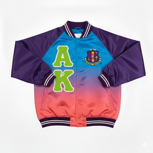 Chaqueta Universitaria Satinada AKA 1908 OEM/ODM, Chaqueta Bomber de Hermandad, Chaqueta Griega con Letras Bordadas Personalizadas para Hombre, Fabricante - Product Image 5