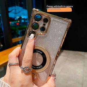Custodia Magnetica di Lusso con Glitter Trasparente per Samsung S20 S21 S22 <span class=keywords><strong>S23</strong></span> S24 S25 S26 Ultra Plus Edge con Anello e Supporto Protettivo - Product Image 3