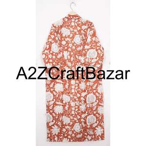 Indian Handmade Boho <b>Lightweight</b> Bathrobe Floral Cotton Kimono with Block Print <b>Dressing</b> <b>Gown</b> Soft Cotton Loungewear ODM Supply - Product Image 6