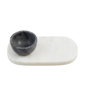 Tablero de mármol moderno para servir astillas e inmersión, plato de piedra natural de doble tono, bandeja de cocina elegante para aperitivos, comedor y entretenimiento - Product Image 1