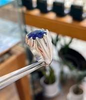 Bague en verre bleu de luxe faite à la main, bague de fiançailles, de mariage, d'anniversaire, pour mari, personnalisable, bijoux sans nickel