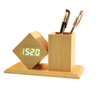 Accessoires de bureau et de classe porte-crayon tenant la conception de la montre étui décoration de table porte-stylo en bois au prix le plus bas