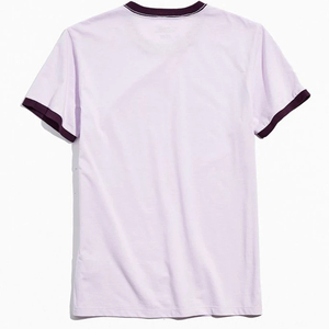 Camisetas de algodón personalizadas para hombre 180 Gsm verano cuello redondo manga corta diseño de timbre con tela de punto de Color de contraste - Product Image 3