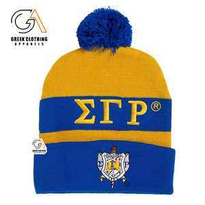 Gorros de Invierno de Punto con Logotipo Bordado Personalizado al por Mayor, Gorro de Jacquard Unisex con Gráfico de la Hermandad Sigma Gamma Rho - Product Image 5