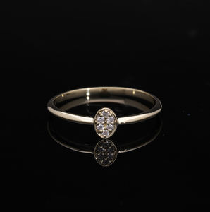 Anillo Minimalista de Oro Blanco de 14K con Baño de Rodio, Diamante Natural con Corte Brillante, Engaste Micro Pavé, Joyería Clásica para Mujer - Product Image 2