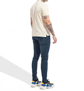 Polo de algodón 100% para hombre, forro azul y blanco de manga corta, contraste con personal de alta calidad a bajo precio, Polo para hombre - Product Image 5