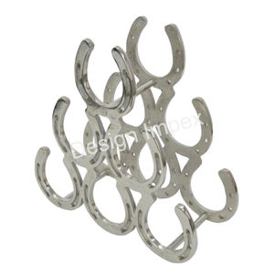 Bar and Hotel and Restaurants Table Countertop Display Racks Brass Antique Finished Horse <b>Shoe</b> <b>Wine</b> Rack Equestrian Bottle Stand - Product Image 4