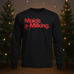 Maids A Milking Qty 8 Camiseta minimalista de manga larga 12 días de Navidad - Product Image 3