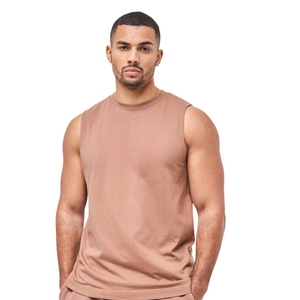 Débardeur marron coupe décontractée pour hommes Chemise de gymnastique sans manches en coton confortable avec logo sur le devant pour le sport et le style de tous les jours - Product Image 2