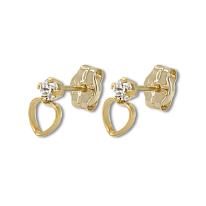 Pendientes de gota de corazón abierto minimalista de oro de 14 quilates con joyería de moda de Zirconia cúbica para mujeres y niñas - Product Image 2