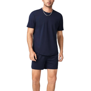 Ensemble de short en coton vierge de haute qualité pour hommes Ensemble de t-shirt surdimensionné avec logo imprimé personnalisé lourd - Product Image 1