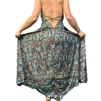 Ensemble robe longue évasée pour femme, imprimé floral multi-motifs, impression numérique, lavable, en soie tissée, avec pompons, été, naturel, uni, haute qualité