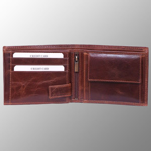 Portefeuille en cuir marron personnalisé gaufré avec votre logo fentes pour cartes de crédit fentes pour billets de banque énorme poche à monnaie - Product Image 2