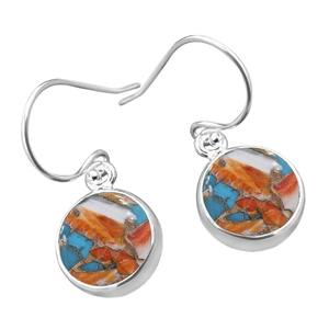 Boucles d'oreilles en pierre précieuse turquoise huître, argent sterling 925 plaqué or, boucles d'oreilles pendantes pour femmes et filles, bijoux tendance - Product Image 1