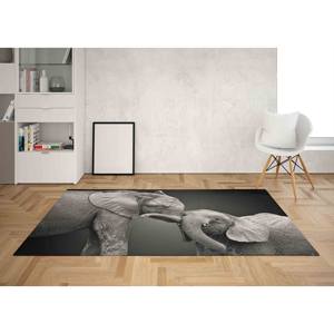 Deux tapis à motif d'éléphant, tapis noir et blanc, tapis imprimé, tapis doux non tissé - Product Image 2