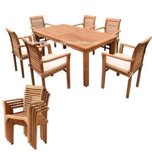 Lightweight & Waterproof Teak Wood Patio <b>Garden</b> <b>Stackable</b> <b>Chairs</b> Modern Durable Outdoor Dining Park Courtyard Portable Indonesia - Product Image 5