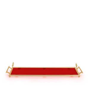 Plateau de service en métal doré artisanal pour mariage, hôtel et restaurant - Design moderne, léger avec poignée - Product Image 1