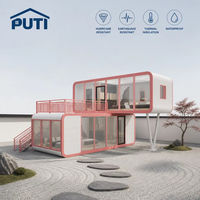 Cabane préfabriquée Apple Cabin à double étage de 26 m² avec jardin suspendu et cadre rose pour hôtel et complexe hôtelier
