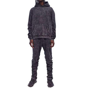 Survêtement délavé à l'acide pour homme Survêtement 100% coton Couleur personnalisée pour homme Survêtement délavé à l'acide OEM Prix bon marché - Product Image 1
