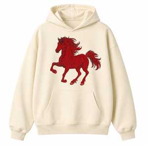 เสื้อฮู้ดดี้โอเวอร์ไซส์แบบหนาพิเศษพร้อมโลโก้ม้าวิ่งปักลาย ผ้าฝ้ายฟลีซพรีเมียม สตรีทแวร์สำหรับทุกเพศ รับผลิตแบบ OEM ODM - Product Image 6