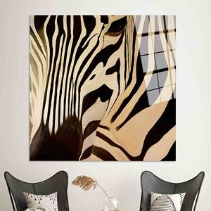 Abstract Zebra Print Canvas - <b>Gold</b> <b>Framed</b> Tempered Glass Wall Art,TEMPERED GLASS ART - Product Image 1