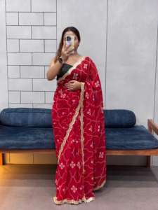 New Designer Georgette Embroidery Work With Jeri Work Saree Collection - Product Image 2