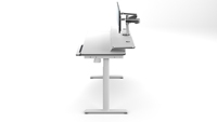 Bureau debout ergonomique moderne VersaDesk Powerlift à niveaux multiples, convertible pour bureau, salon, extérieur, blanc contemporain