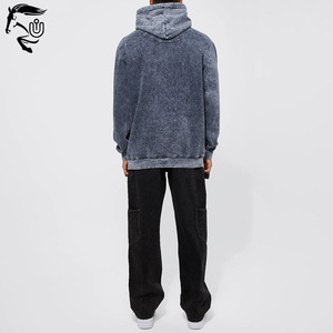 Sweat à capuche en molleton 100% coton délavé à l'acide personnalisé numérique confortable léger doublé d'hiver à capuche en vrac quantité solide - Product Image 5