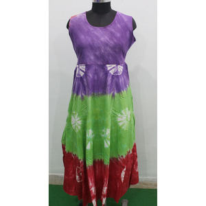 100% Cotton Tie-Dye Maxi <b>Dress</b> for Women <b>Boho</b> Hippie Style Elegant Knee-Length Beach <b>Summer</b> <b>Dress</b> Natural for Leisure Days - Product Image 1