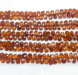 ลูกปัดอัญมณีโกเมนสีแดงธรรมชาติขนาด6x8มม. ลูกปัดทรงลูกแพร์แบบเหลี่ยมเพชรพลอย - Product Image 5