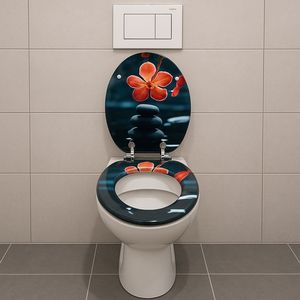 Coprisedile universale bianco MDF con chiusura rallentata confezione in pietra a molla fantasia - Product Image 2