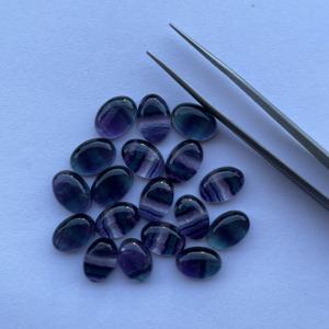 10 มม.12 มม.16 มม.Rainbow ฟลูออไรต์เรียบรูปไข่หลวม Cabochon อัญมณี DIY สําหรับเครื่องประดับทําจี้แหวนแหวนคริสตัล - Product Image 1