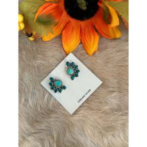 Southwest Handmade Multi Stone <b>Sterling</b> <b>Silver</b> Flower <b>Stud</b> <b>Earrings</b> - Product Image 4