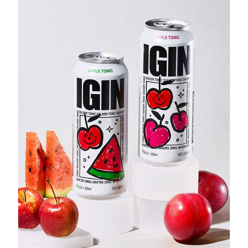 IGIN Alcoholic Drink Apple Tonic 500ml - Sweet Fruity Cocktail for