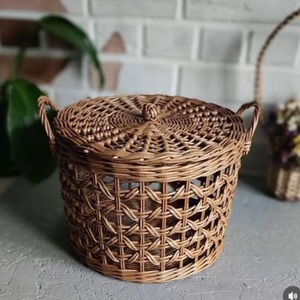 Panier en rotin tissé à motif croisé, paniers de rangement faits à la main, rotin naturel, moderne, multifonctionnel, fabriqué au Vietnam - Product Image 2