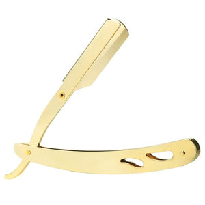 Maquinilla de afeitar de peluquero de grado quirúrgico, maquinillas de afeitar plegables manuales de Color dorado, maquinillas de afeitar de garganta cortadas de 5,5" - Product Image 1