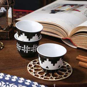 Pots et tasses rustiques arabes, soucoupes à thé en céramique artisanales, collection de poterie de style rustique - Product Image 6