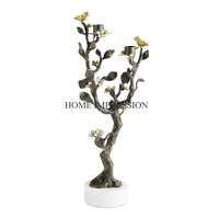 Ensemble de 2 porte-bougies de table de Noël modernes en or et argent, design papillon, faits à la main, écologiques