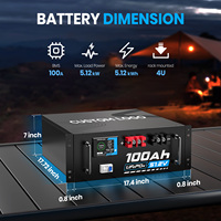 Baterai LiFePO4 Rak Server 51.2V 100Ah 5.12kWh, Baterai LFP Isi Ulang untuk Penyimpanan Energi Surya Rumah