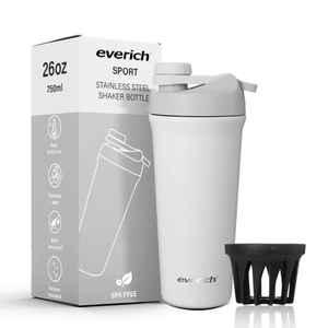 Bouteille de shaker à protéines à large ouverture sans BPA de 26 oz |   Thermos isotherme en acier inoxydable 304 avec poignée, isolation thermique 12-24h - Product Image 1