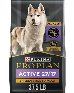 FORTECEDORES ON PU-RINA Pro-Plan Active, ração para cães com alto teor de proteínas, Fórmula de frango e arroz SPORT 27/17 - saco de 37,5 lb.