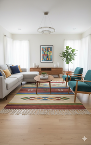 Alfombra de Algodón Afelpado Floral Moderna Tejida a Mano, Reversible, Lavable a Máquina, para el Hogar, Campamento, Picnic y Viajes - Product Image 3