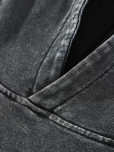 Sweat à capuche personnalisé avec logo du fabricant pour homme, vintage, délavé à l'acide, surdimensionné, en jersey de coton et polyester, teinté à carreaux pour l'hiver - Product Image 5