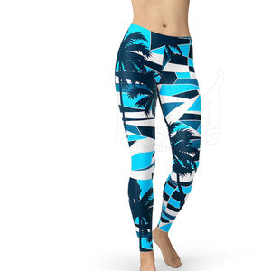 Mallas de Yoga de cintura media para mujer, diseño de sublimación, tu propio patrón sólido, hecho de Spandex/material de poliéster - Product Image 1