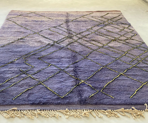 แฮนด์เมดโมร็อกโกเบนี่ย้อมพรมขนสัตว์ในสีม่วงทอมือพรมโมร็อกโกแฮนด์เมดพรมแบบกําหนดเอง OEM - Product Image 1