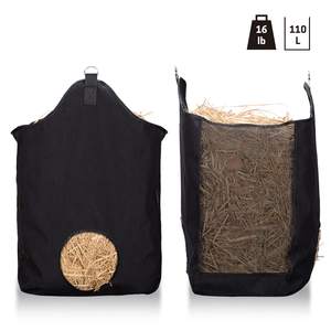 Sac d'alimentation pour foin de cheval en nylon noir réglable avec tailles S/M/L, distributeur de nourriture lent suspendu pratique pour bovins, moutons et chevaux - Product Image 3